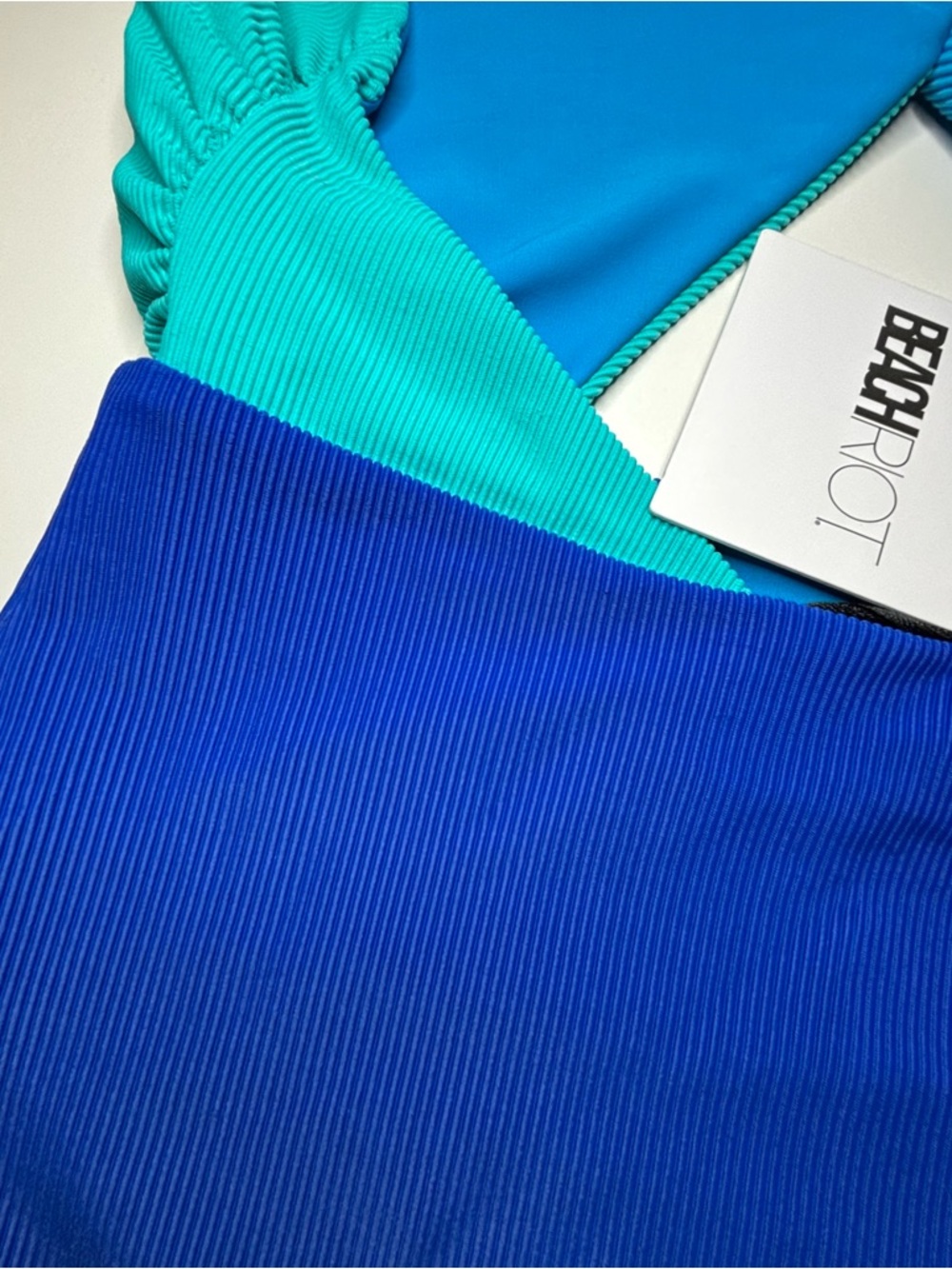 NWT Beach Riot Jessica One Piece Swimsuit Ribbed Cutout Blue Teal Medium - Picture 10 of 11